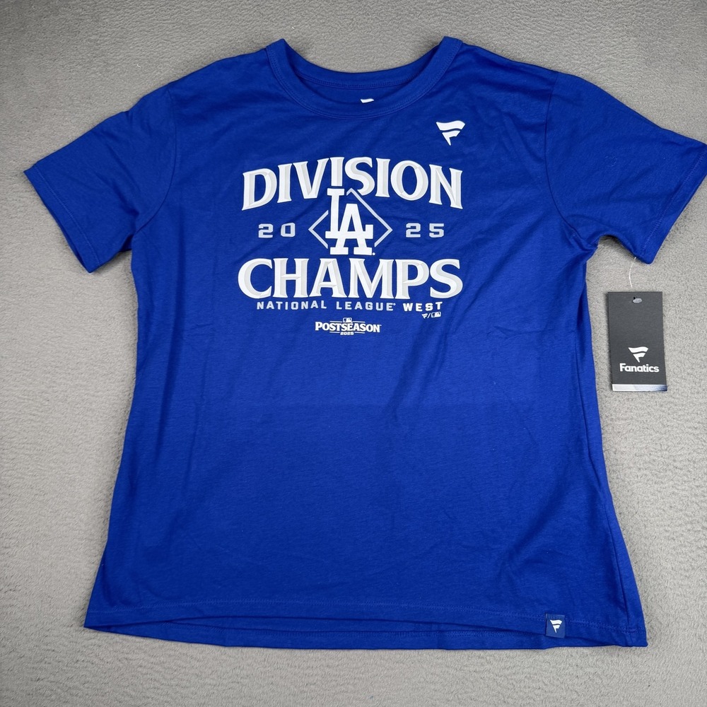 Los Angeles Dodgers Shirt Mens Small Blue MLB Fanatics Division Champs Tee NEW